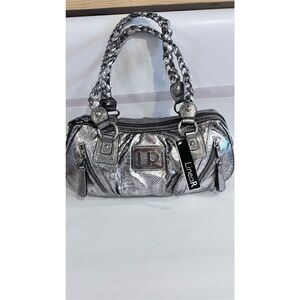 LINEAR SILVER METALLIC HOBO BAG new